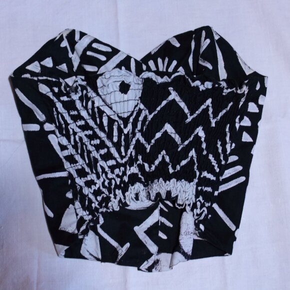 Vintage 80s Black and White Geometric Abstract Bustier Corset Top XXS *last chan - Picture 4 of 6